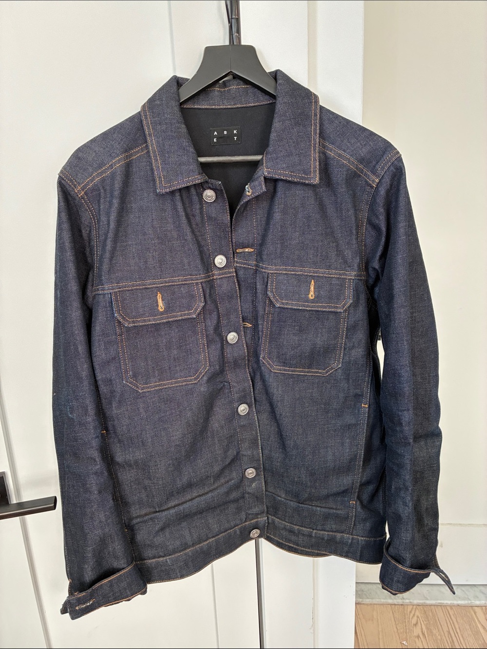 Men's Dark Indigo Denim Shirt Jacket - Minimal Workwear